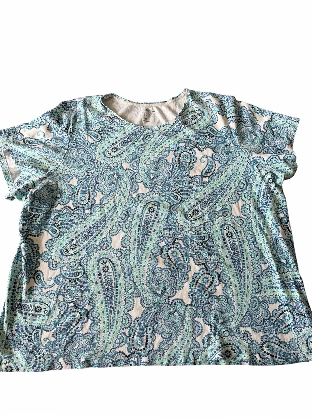 Croft & Barrow Blue Green Paisley Short Sleeve Tee